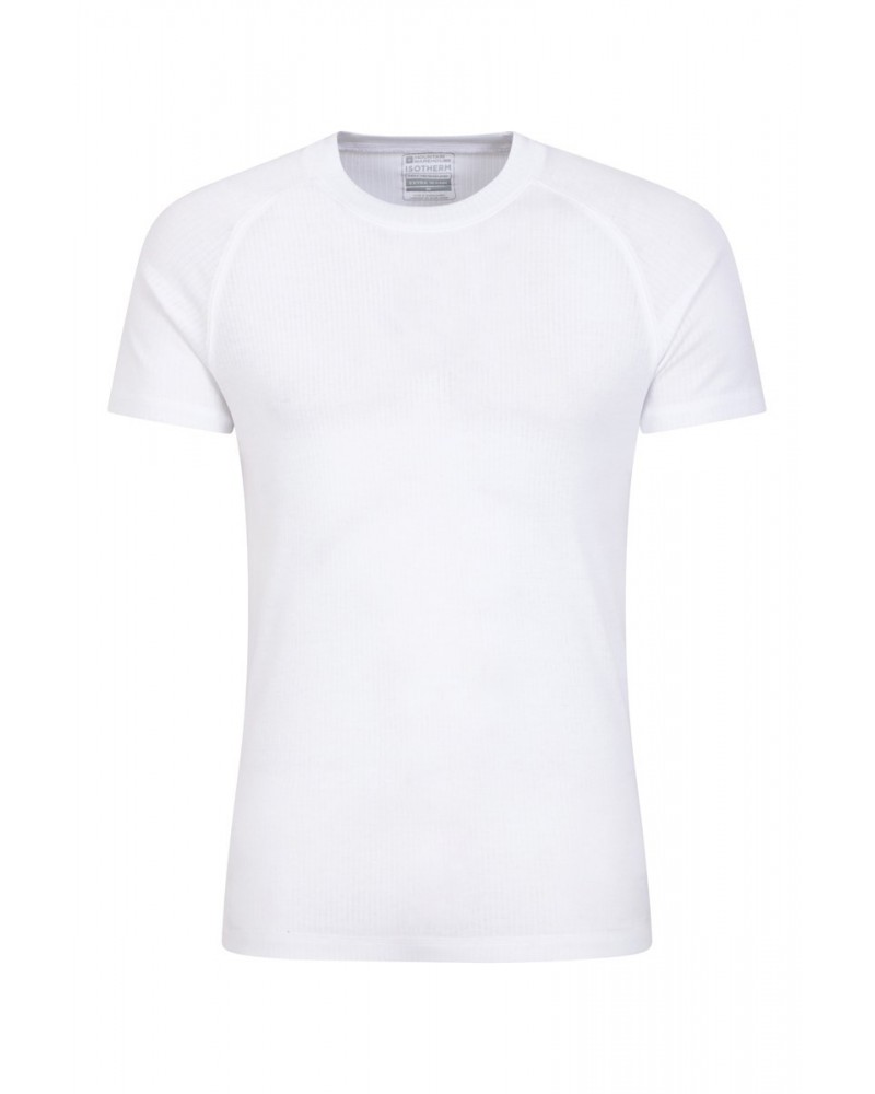 Talus Mens Short Sleeved Round Neck Top White $11.50 Thermals