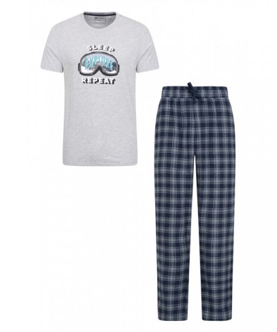 Mens Printed T-Shirt Pajama Set Grey $12.99 Loungewear