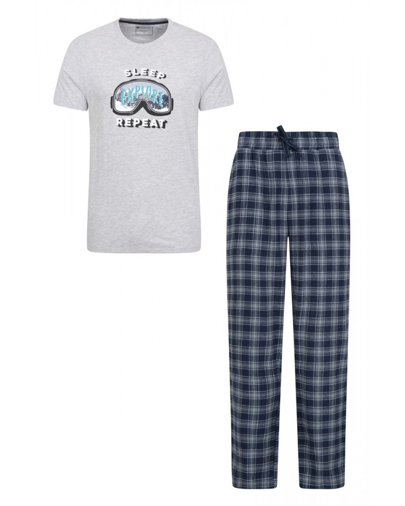 Mens Printed T-Shirt Pajama Set Grey $12.99 Loungewear