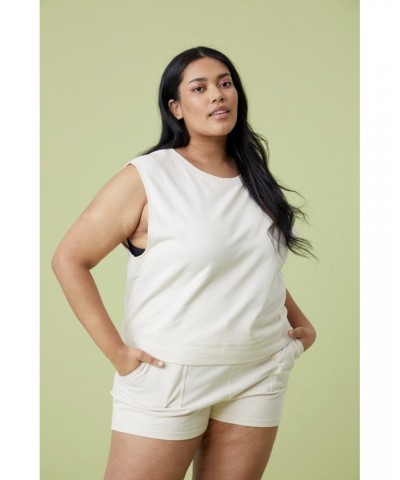 Lunar Womens Oversized Tank Top Cream $13.68 Tops