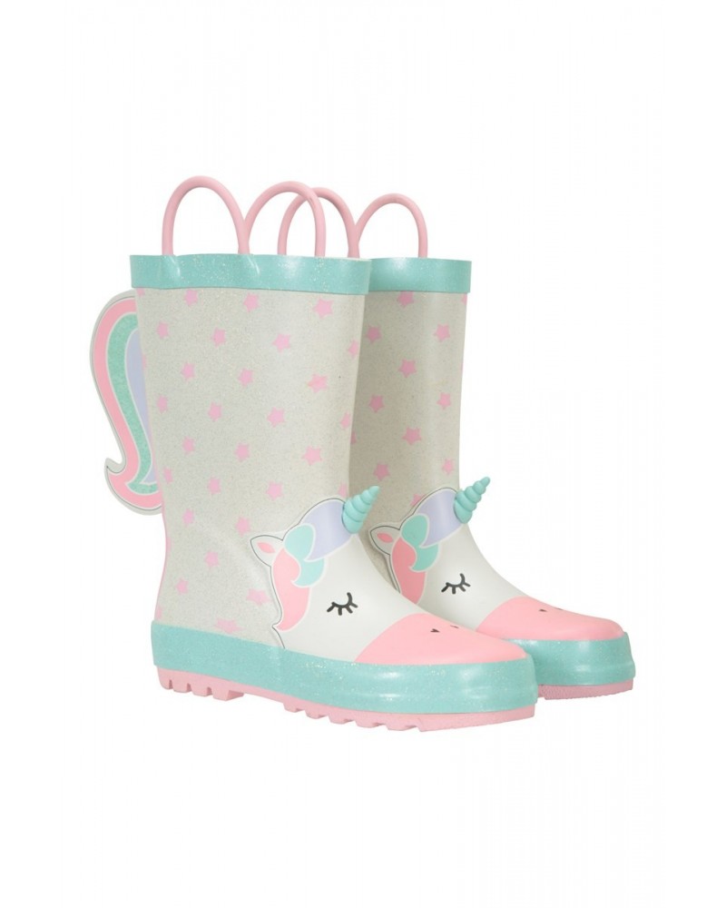 Glitter Unicorn Toddler Rain Boots White $13.49 Footwear