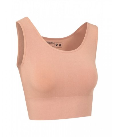 Womens Seamless Longline Crop Top Bra Tan $11.01 Active