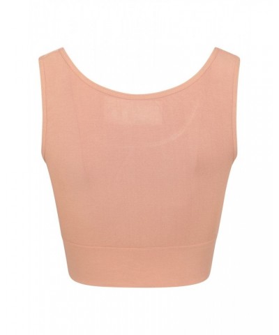 Womens Seamless Longline Crop Top Bra Tan $11.01 Active