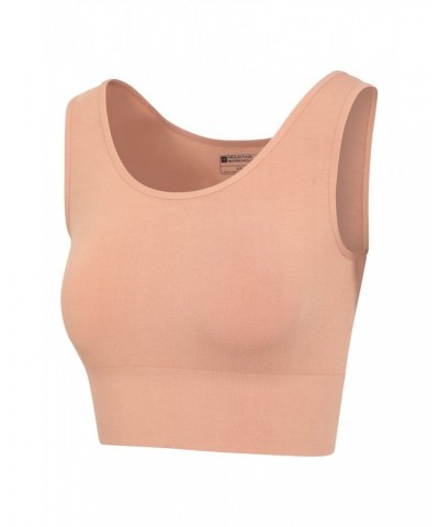 Womens Seamless Longline Crop Top Bra Tan $11.01 Active