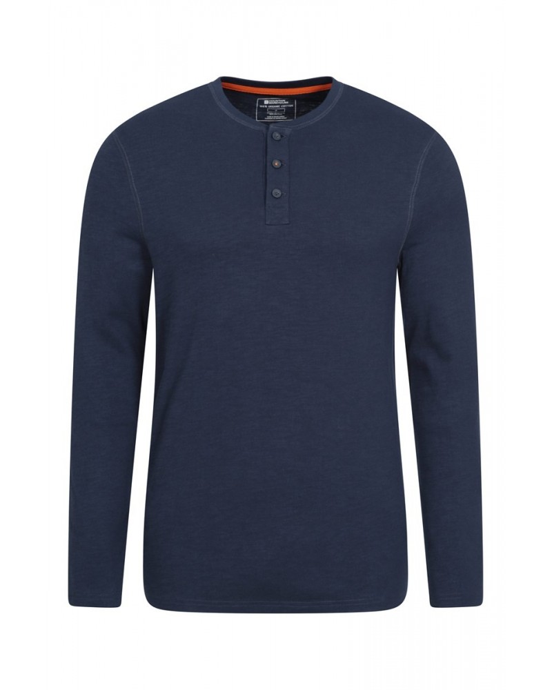 Truro Mens Organic Henley Tee Navy $13.74 Tops