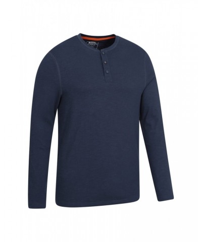 Truro Mens Organic Henley Tee Navy $13.74 Tops