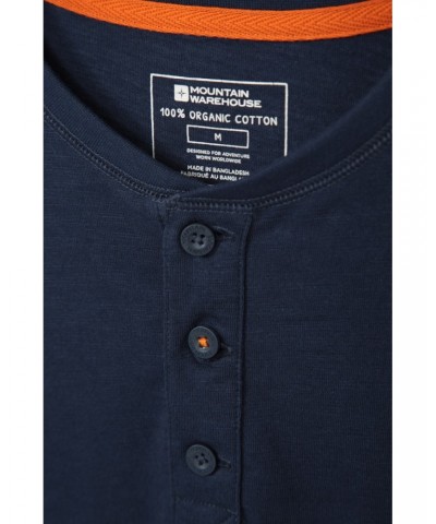 Truro Mens Organic Henley Tee Navy $13.74 Tops