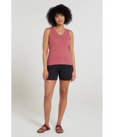 Ribbed Womens Button Front Tank Top Rust $12.50 Tops