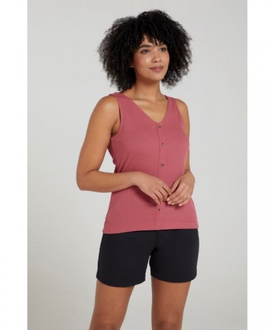 Ribbed Womens Button Front Tank Top Rust $12.50 Tops