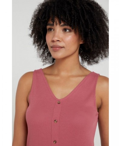 Ribbed Womens Button Front Tank Top Rust $12.50 Tops