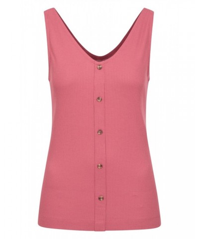 Ribbed Womens Button Front Tank Top Rust $12.50 Tops