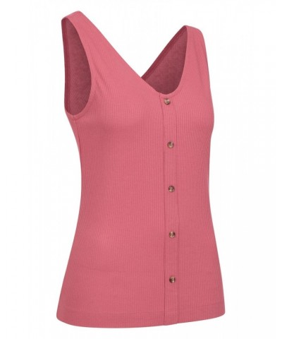 Ribbed Womens Button Front Tank Top Rust $12.50 Tops