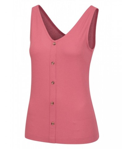 Ribbed Womens Button Front Tank Top Rust $12.50 Tops