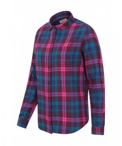 Balsam Womens Brushed Long Line Flannel Shirt Navy $12.99 Tops