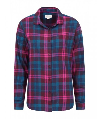 Balsam Womens Brushed Long Line Flannel Shirt Navy $12.99 Tops