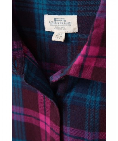 Balsam Womens Brushed Long Line Flannel Shirt Navy $12.99 Tops