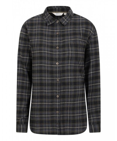 Balsam Womens Brushed Long Line Flannel Shirt Khaki $14.24 Tops