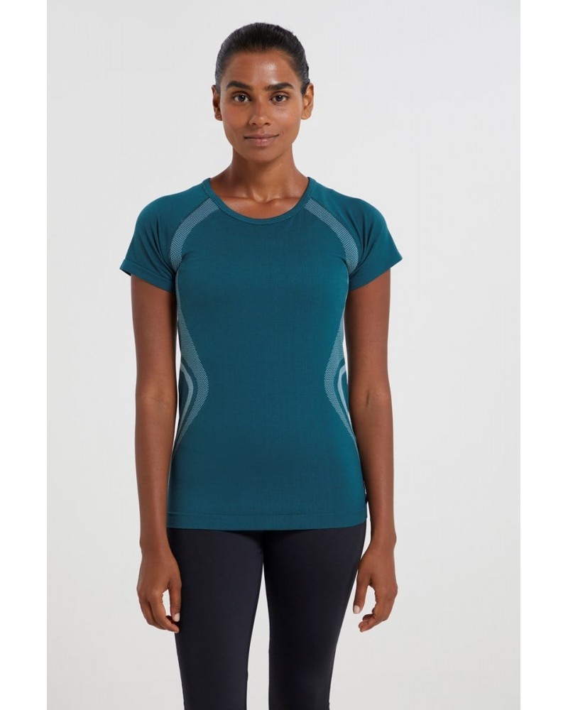 Track Womens Seamless Tee Dark Teal $11.39 Active