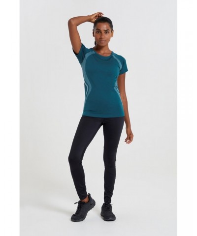 Track Womens Seamless Tee Dark Teal $11.39 Active