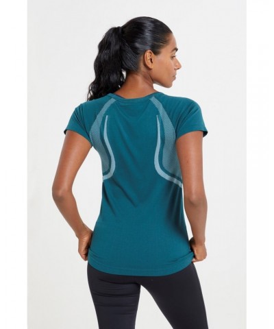 Track Womens Seamless Tee Dark Teal $11.39 Active