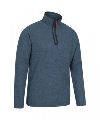 Beta Contrast Mens Zip-Neck Top Light Blue $19.80 Fleece