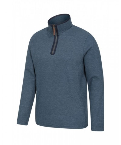 Beta Contrast Mens Zip-Neck Top Light Blue $19.80 Fleece