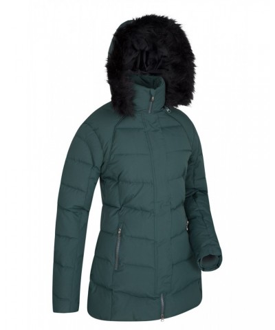 Isla II Womens Long Down Jacket Green $56.09 Jackets