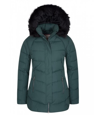 Isla II Womens Long Down Jacket Green $56.09 Jackets