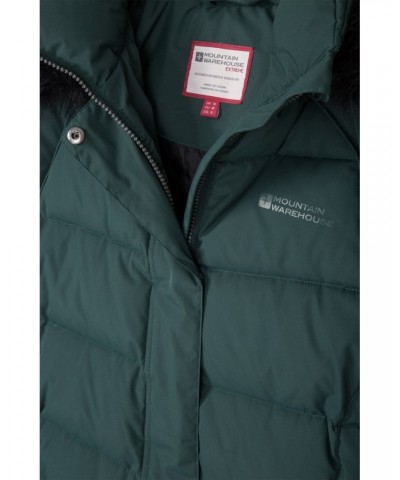 Isla II Womens Long Down Jacket Green $56.09 Jackets