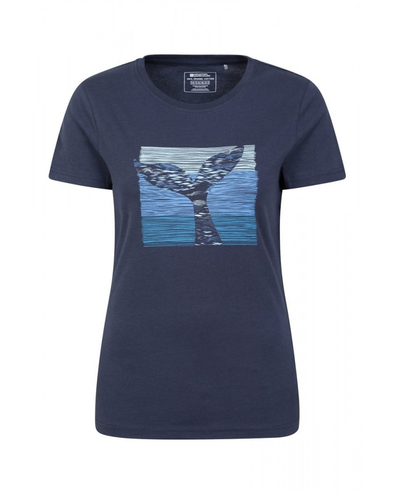 Whale Tail Womens Organic T-Shirt Navy $13.20 Tops