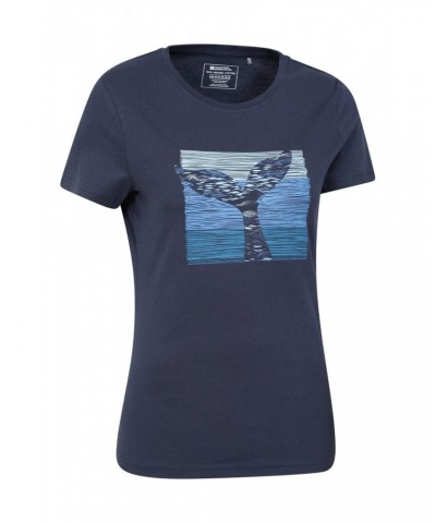 Whale Tail Womens Organic T-Shirt Navy $13.20 Tops