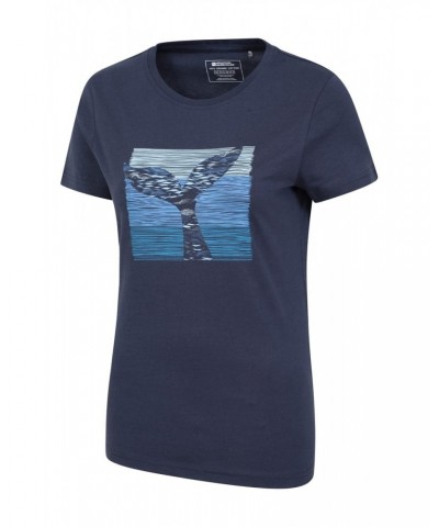 Whale Tail Womens Organic T-Shirt Navy $13.20 Tops