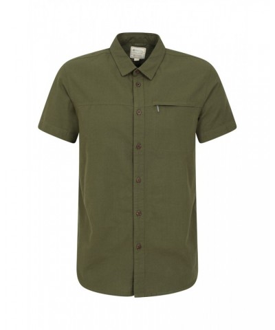 Coconut Slub Texture Mens Short-Sleeved Shirt Khaki $15.00 Tops