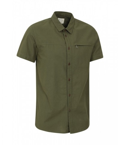 Coconut Slub Texture Mens Short-Sleeved Shirt Khaki $15.00 Tops