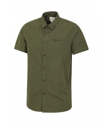 Coconut Slub Texture Mens Short-Sleeved Shirt Khaki $15.00 Tops