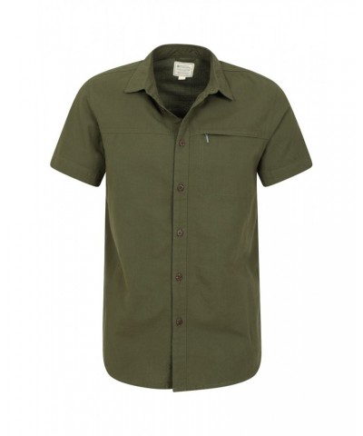 Coconut Slub Texture Mens Short-Sleeved Shirt Khaki $15.00 Tops