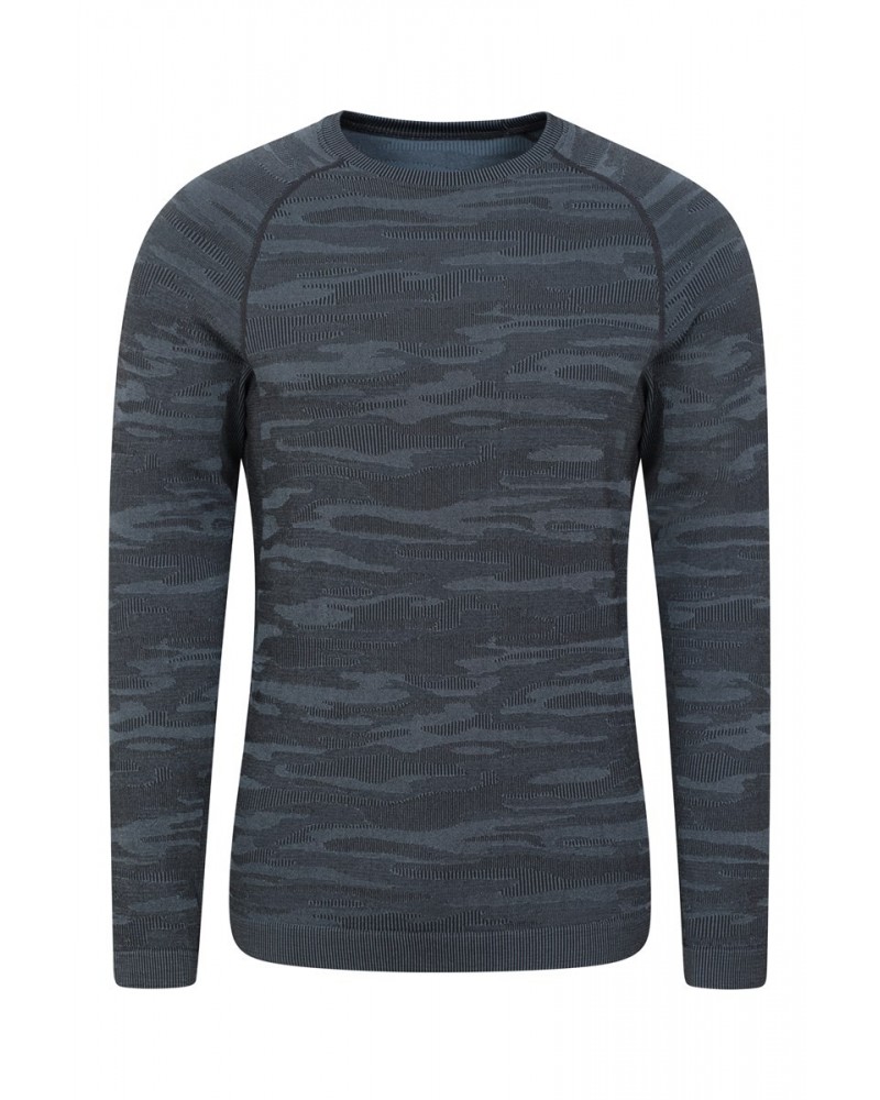 Alpine Camo Mens Seamless Base Layer Top Blue Camo $13.74 Active