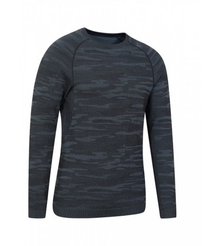 Alpine Camo Mens Seamless Base Layer Top Blue Camo $13.74 Active