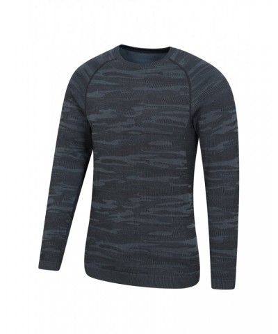 Alpine Camo Mens Seamless Base Layer Top Blue Camo $13.74 Active