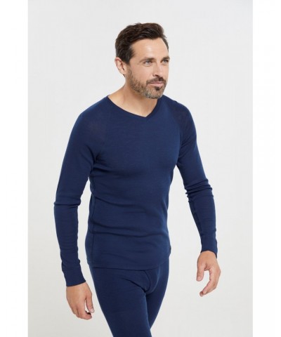 Merino Mens V Neck Base Layer Top Navy $21.19 Thermals