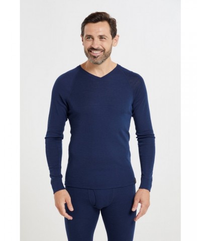 Merino Mens V Neck Base Layer Top Navy $21.19 Thermals