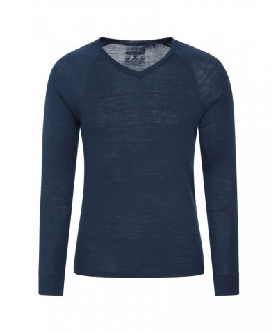 Merino Mens V Neck Base Layer Top Navy $21.19 Thermals