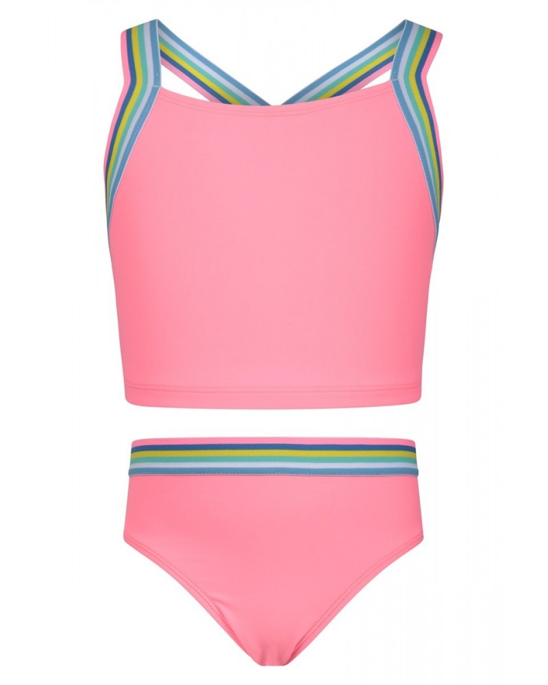 Kids Cross Back Tankini Bright Pink $12.75 Swimwear