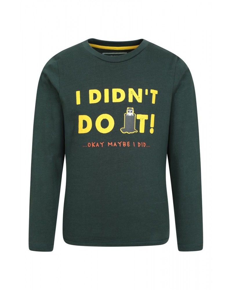 I Didn't Do It Kids Organic T-Shirt Dark Green $10.43 Tops