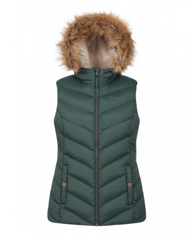 Dakota Womens Fur Lined Gilet Green $27.50 Jackets