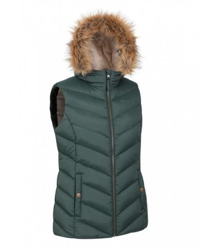 Dakota Womens Fur Lined Gilet Green $27.50 Jackets