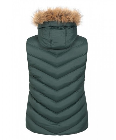 Dakota Womens Fur Lined Gilet Green $27.50 Jackets