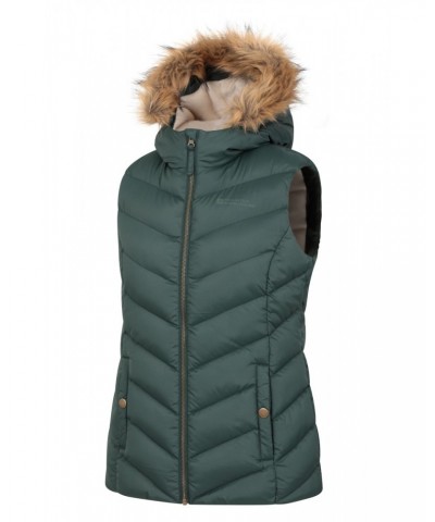 Dakota Womens Fur Lined Gilet Green $27.50 Jackets