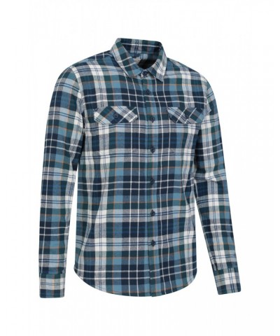 Trace Mens Flannel Long Sleeve Shirt Light Blue $17.48 Tops