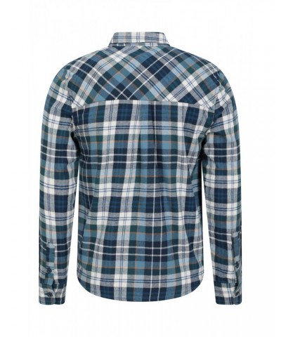 Trace Mens Flannel Long Sleeve Shirt Light Blue $17.48 Tops